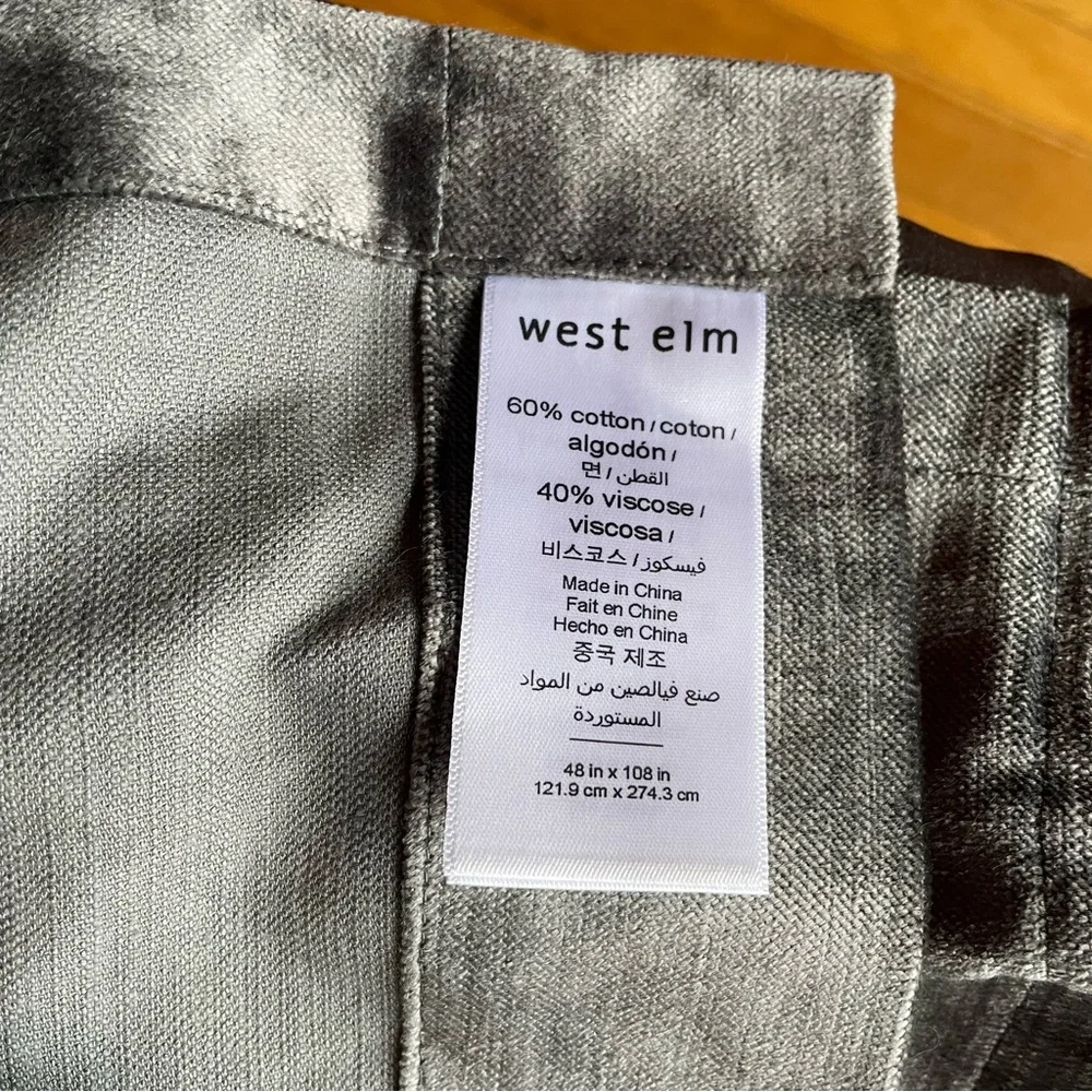 West Elm Luster Velvet Curtain Panels (2)- Pewter Gray 48x108